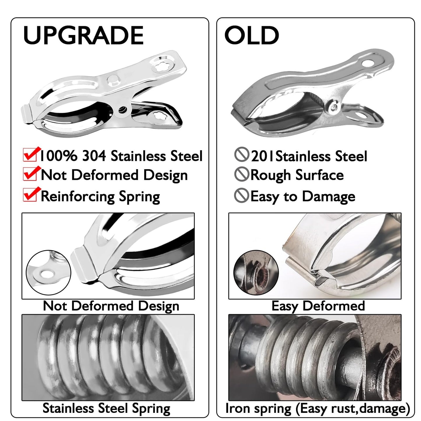 BESTEEL Upgraded 240 PCS Garden Clips, Greenhouse Clamps 100% Stainless Steel Heavy Duty Greenhuose Clips for Netting - Strong Grip to Hold Down Shade Cloth or Plant Cover on Garden Greenhouse Hoops
