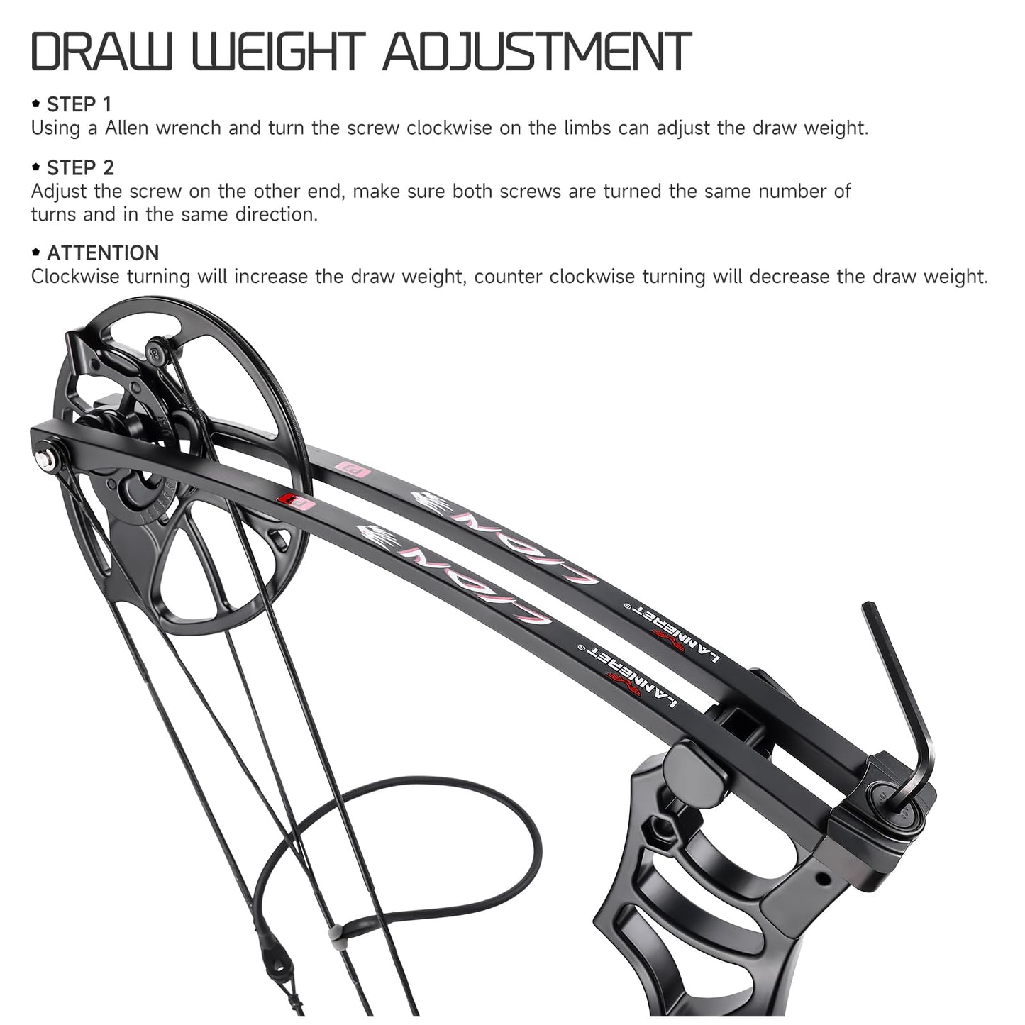 Lanneret Compound Bow and Archery Sets - Right Hand Archery Compound Bows 0-70 lbs Draw Weight Adjustable for Adults and Beginners，25"-31" Draw Length，up to IBO 320 fps，Archery Hunting Bow Set，Black