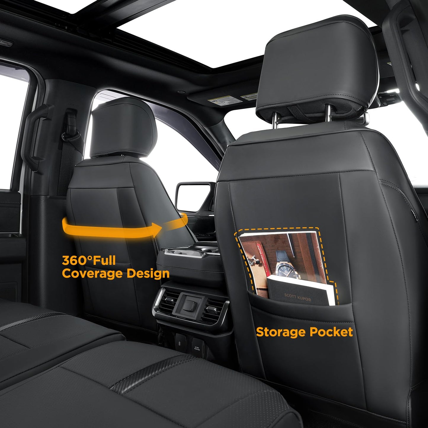 Super Cover® for Ford F150 Seat Covers,for 2015-2023 2024 2025 for F150 Leather Truck Seat Cover,for F150 Accessories 2016 2017 2018 2019 2020 2021 2022,Only Fit for XL/XLT 1st Row Bucket Seat