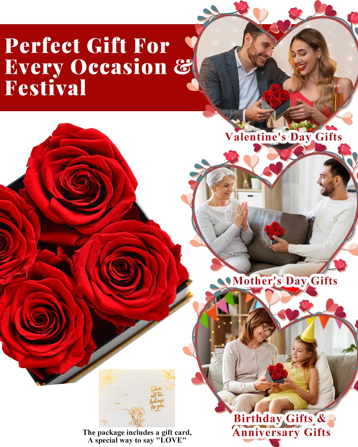Changshunqi Forever Flowers, Preserved Roses in a Box, Eternal Rose Flowers for Delivery, Forever Preserved Roses for Her Women Wife Christmas Birthday Mothers Flower for Mom Womens Girlfriend