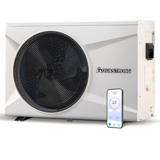 AQUASTRONG Inverter Swimming Pool Heat Pump,Pool Heater for Above Ground and Inground Pool Heating Smart WiFi Control and Cooling Pool Heater Pools Up to, 9000 Gallons