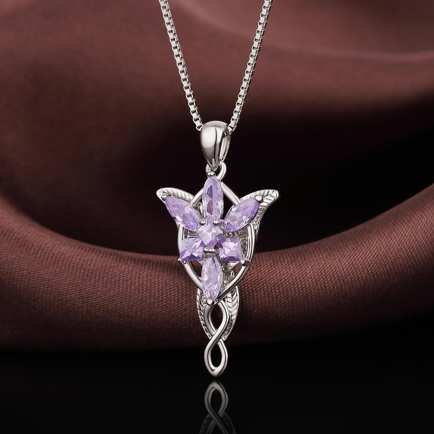jiamiaoi Lord of the Rings Pendant Necklace Arwen Evenstar Necklace Silver Lord of the Rings Accessories Elvish Jewelry for Women