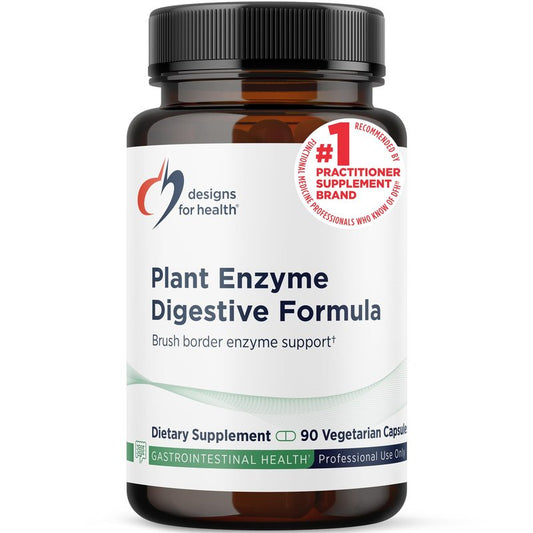 Designs for Health Plant Enzyme Digestive Formula - Vegetarian Digestive Enzymes Supplement - Gut Support with Hemicellulase, Protease + More - May Support Occasional Gas + Bloating (90 Capsules)
