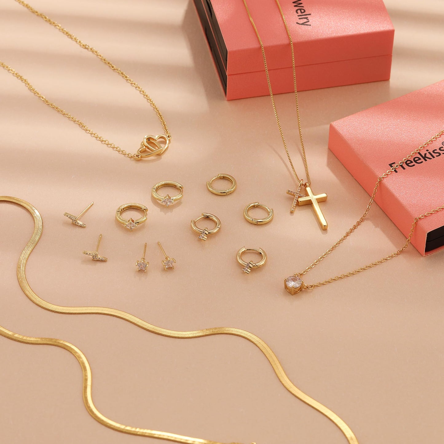 Freekiss Silver Necklace for Women: Layered 14K Silver Plated Necklaces Simple Dainty Paperclip Chain Necklace Set Chunky Choker Necklace Silver Jewelry for Women Gifts