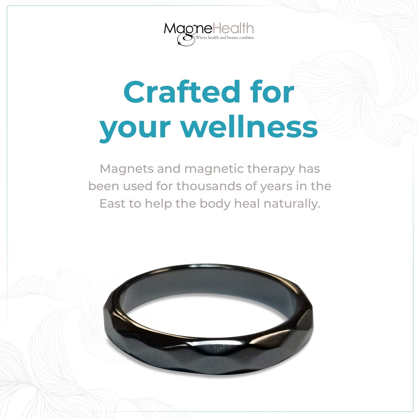 MAGNEHEALTH Hangover Ring, Thin Beveled Magnetic Hematite Band Ring, Hematite Band in Beveled Design for Magnetic Therapy, Acupuncture Ring - Size 9