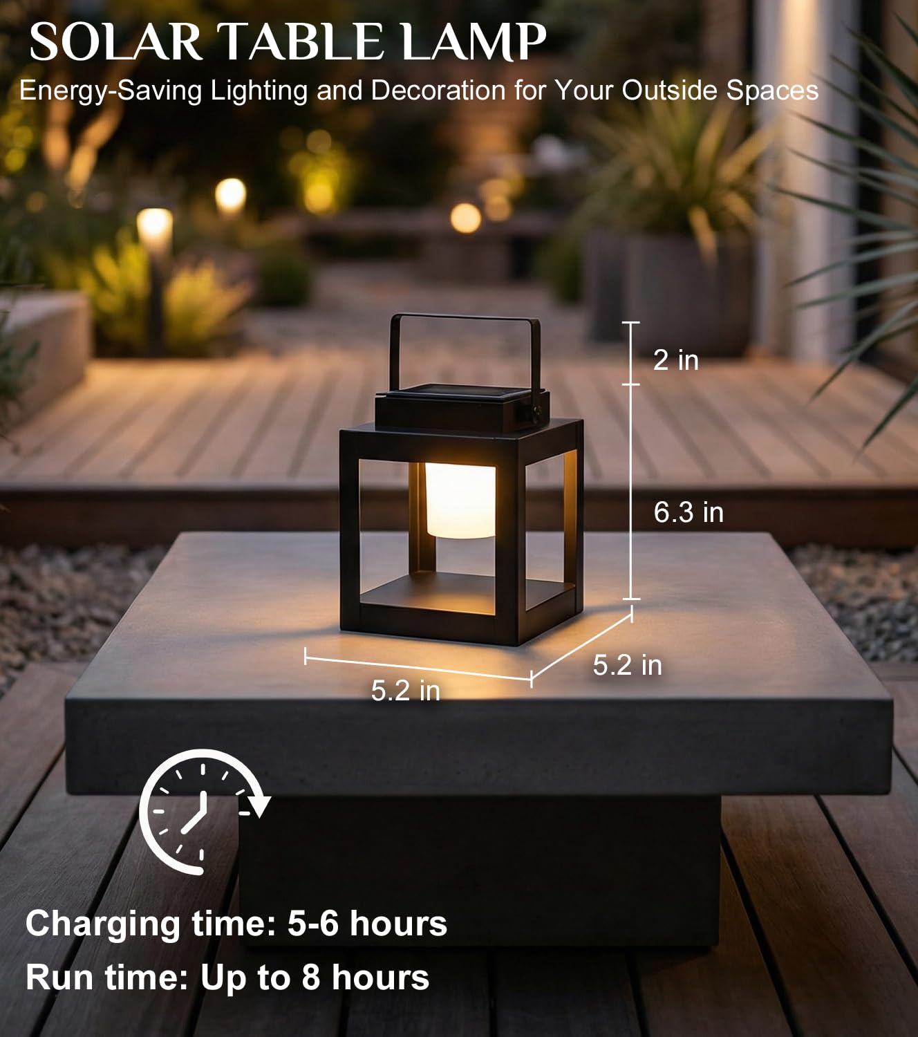 Solar Lantern Outdoor Table Lamp - Portable Hanging LED Lights, Dural Rechargeable Waterproof Decorative Lights for Patio Camp