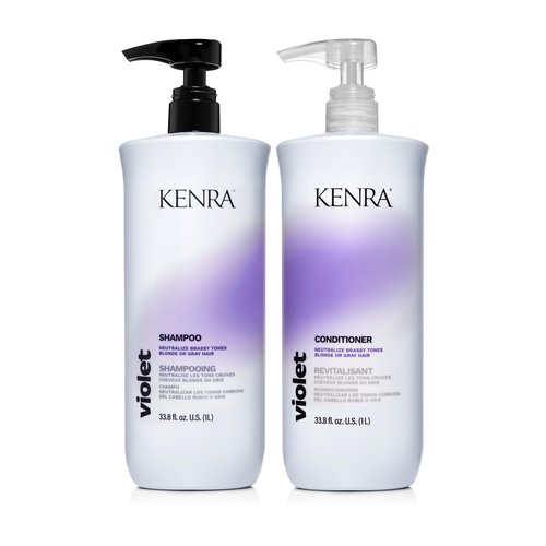Kenra Violet Shampoo & Conditioner Set | Eliminates Brassy Tones | Purple Pigment + Deposit | Neutralizes Yellow | Moisturizes Processed Hair | Enhances Vibrancy of Blonde or Gray Hair | Liter Duo