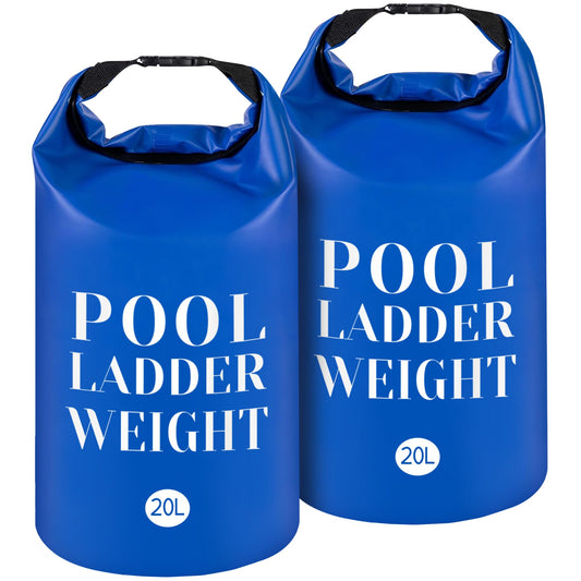 20L/50LB 500D PVC Swimming Pool Ladder Weights- 2 Pcs Waterproof Pool Step Weight Sand Bags- Fillable Pool Stair Weight Anchor Bag with Heavy-Duty Handle for Pool Steps