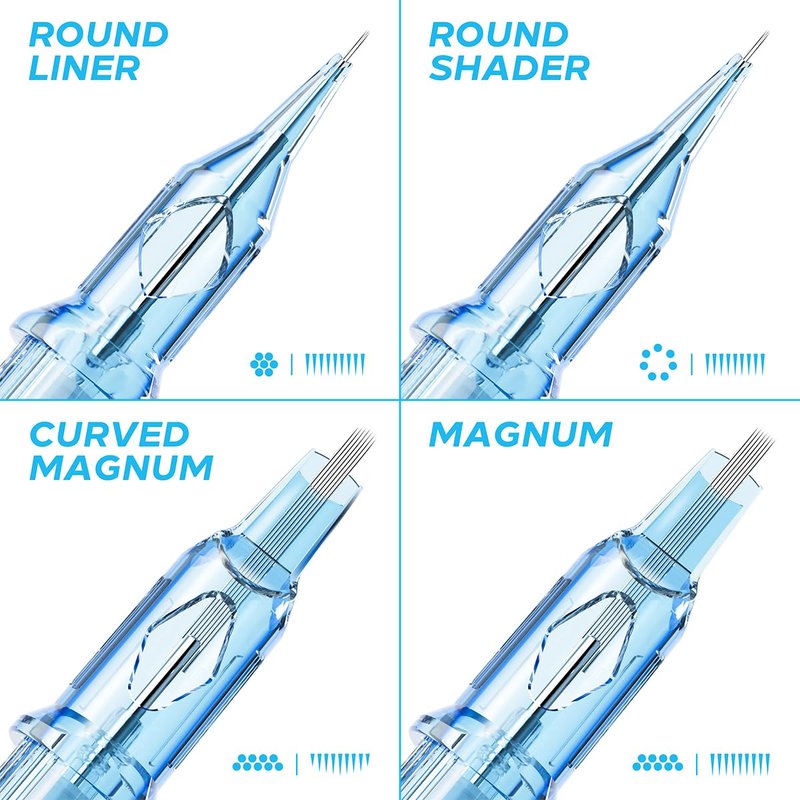 Tattoo Cartridges Needles, 20Pcs Tattoo Needles #10 Bugpin 11 Round Liner with Membrane Disposable Cartridges Tattoo Needles Long Taper for Permanent Makeup Tattoo Supplies (1011RLL)