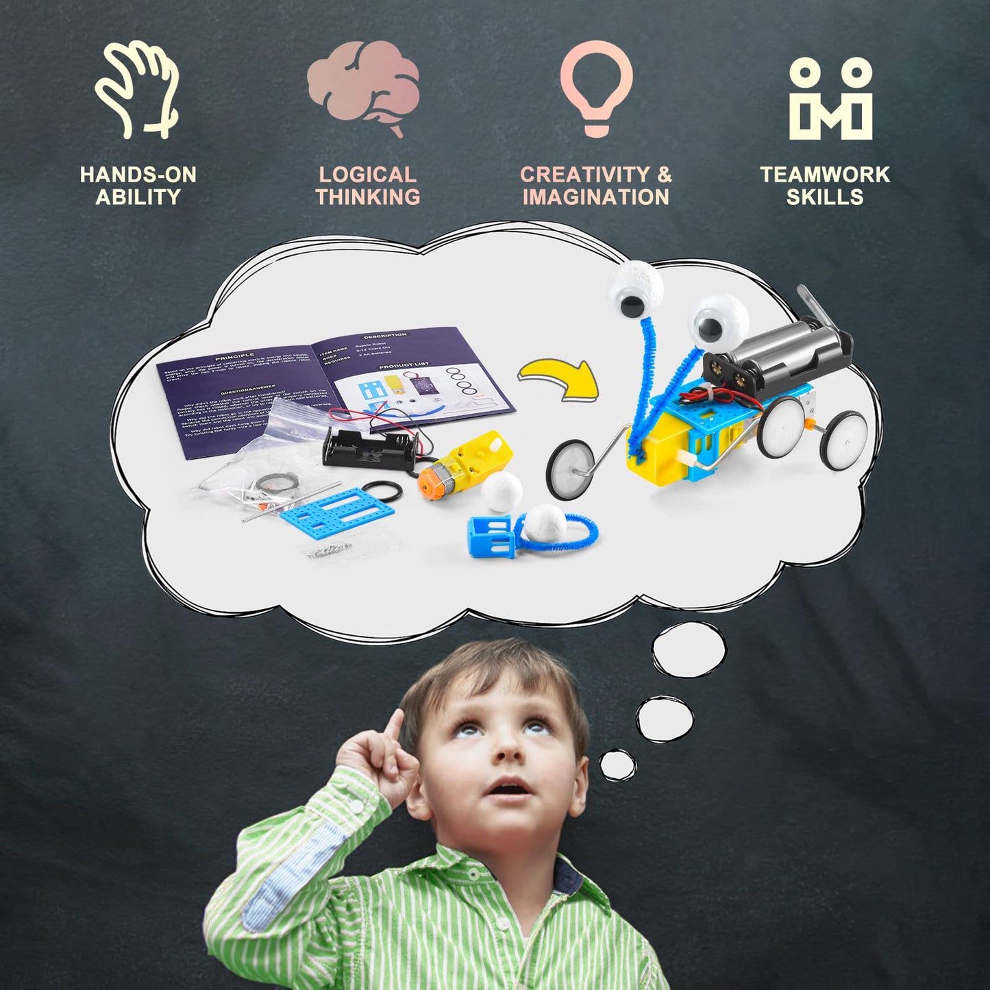 Science STEM Kits for Kids Age 8-12 6-8 12-14 10-12, STEM Toys for Ages 8-13, Boys Girls Crafts, Electronic Robotic Projects Experiments Engineering Activities, DIY Coding Robots 6 7 8 + Year Old