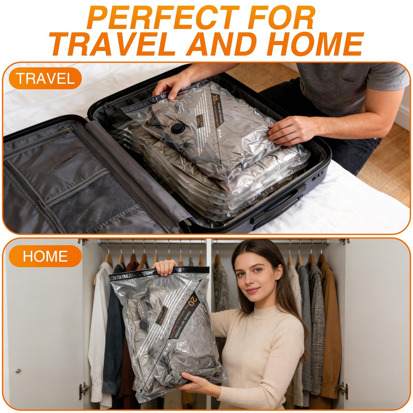 Travel Vacuum Bags with Cordless Electric Pump, GZOKMOG 12 Pack Space Saver Storage Bags, Vacuum Seal Bags for Clothing, Compression Packing Cubes for Luggage Suitcase