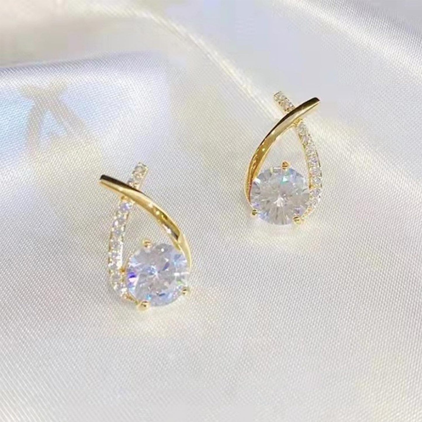 Halolux Lymphvity Germanium Earrings for Women Atheniz Lymphatic Drainage Earrings Gold Silver Cubic Zirconia Hoop Earrings Trendy Jewelry for Women (Gold B+Gold B)