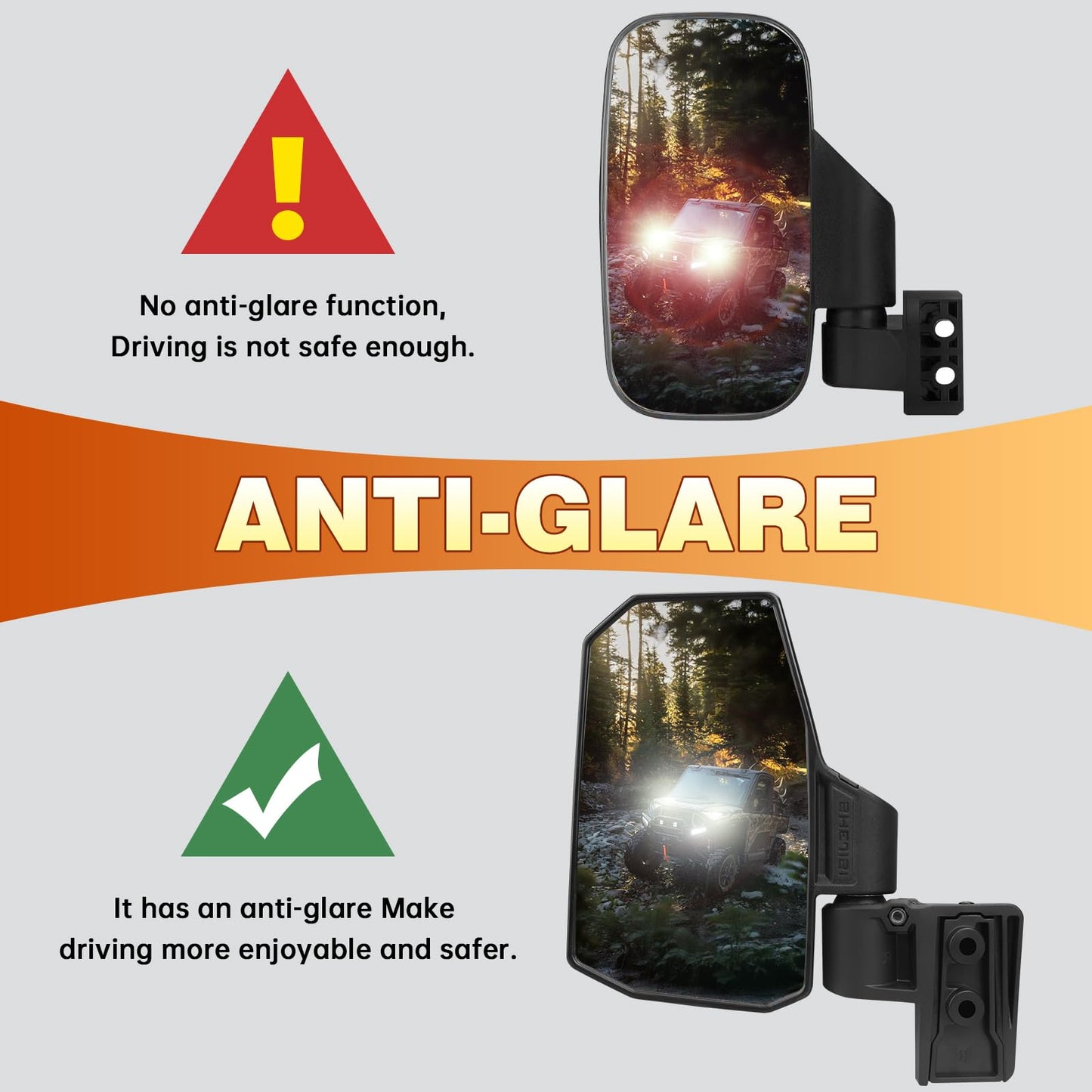 SHEJISI UTV XD 1500 Side Mirrors Door Mounted | UTV Mirrors – Compatible Only with Polaris Ranger 1500 XD/Crew, Its Spring-Back Feature Enables Easy Post-Folding Reset for Improved Driving Experience