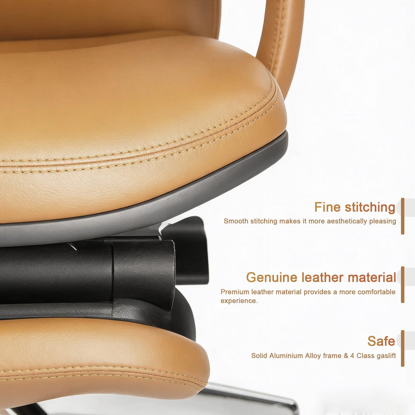FurniBaron Genuine Leather Office Chair with Flexible Footrest, High Back Executive Office Chair with Lumbar Support, Adjustable Tilt Mechanism, Weight Capacity 400 lbs (Brown)