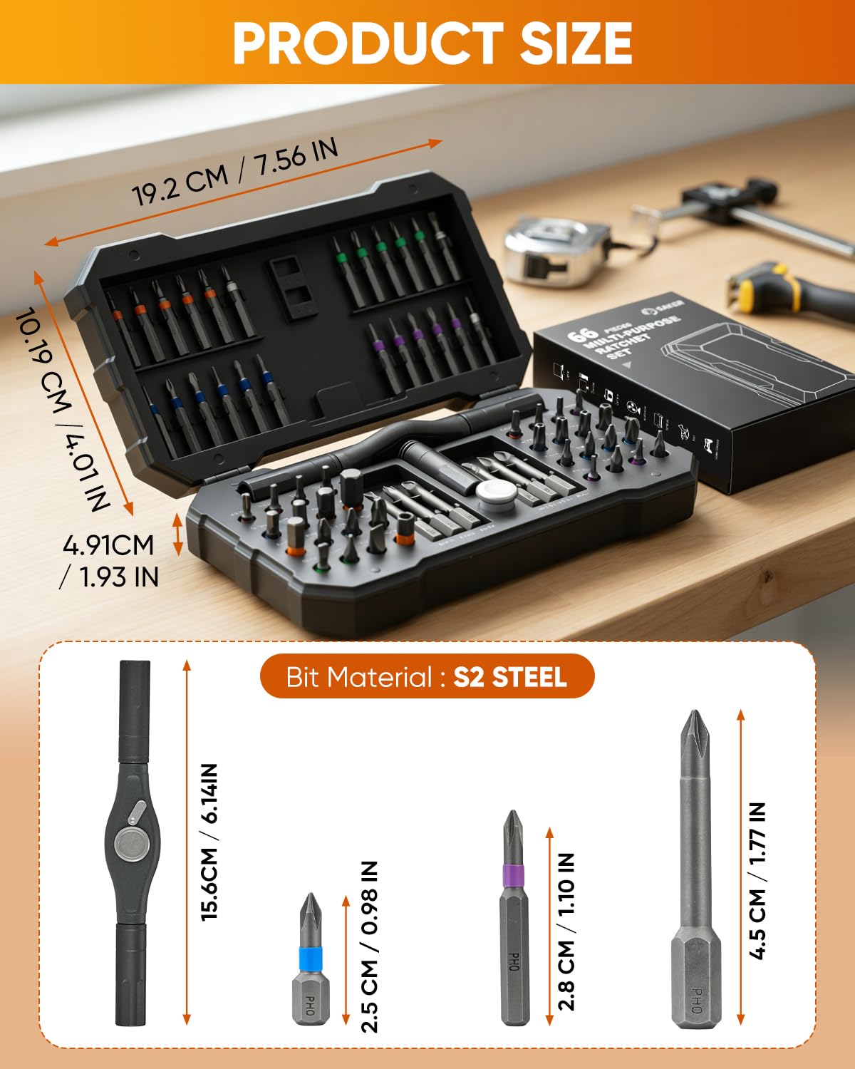 Saker 66 in 1 Magnetic Screwdriver Set Portable Multi Bit Ratcheting Screwdriver Kit with Detachable Handle for Home Electronics,Computer,Furniture, Bike,DIY,Gifts