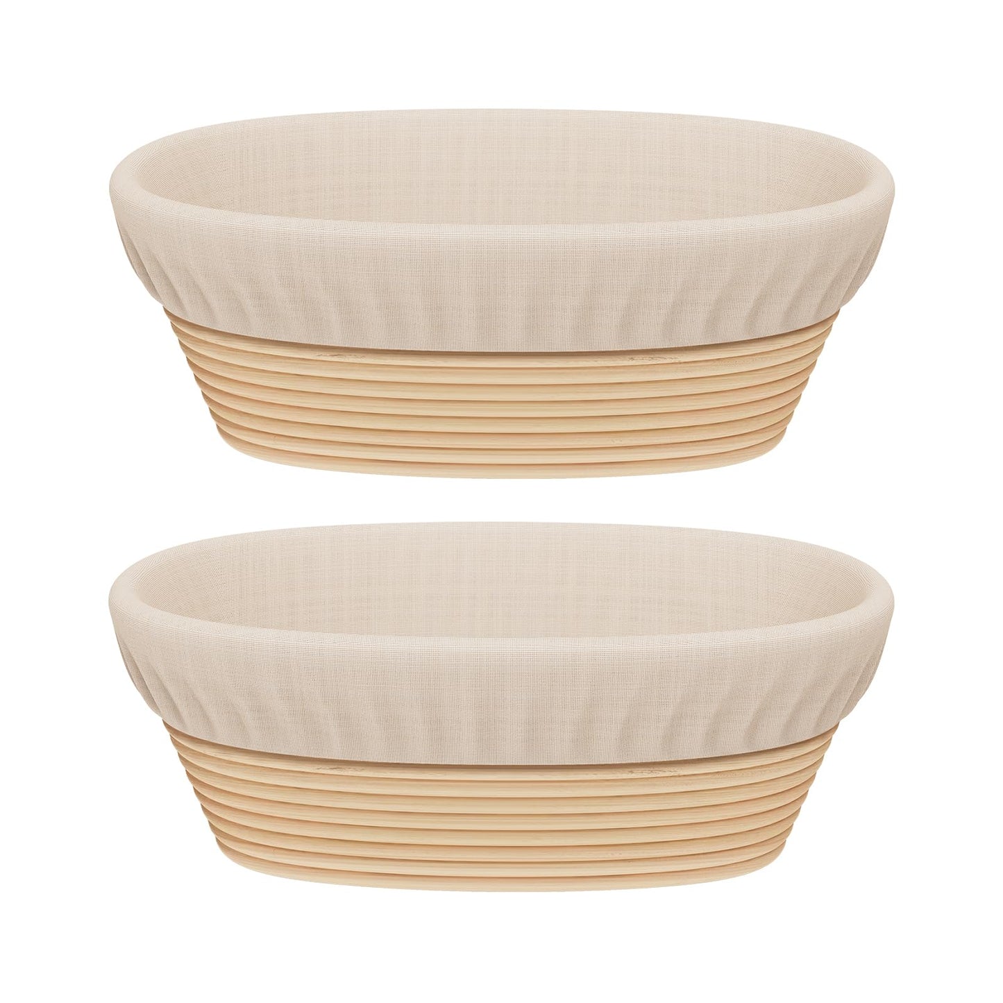 Sondiko Oval Sourdough Proofing Basket 2 Pack, Handmade Sourdough Bread Baking Supplies, Banneton Bread Proofing Basket with Proofing Cloth Liner for Sourdough Bread, Baking