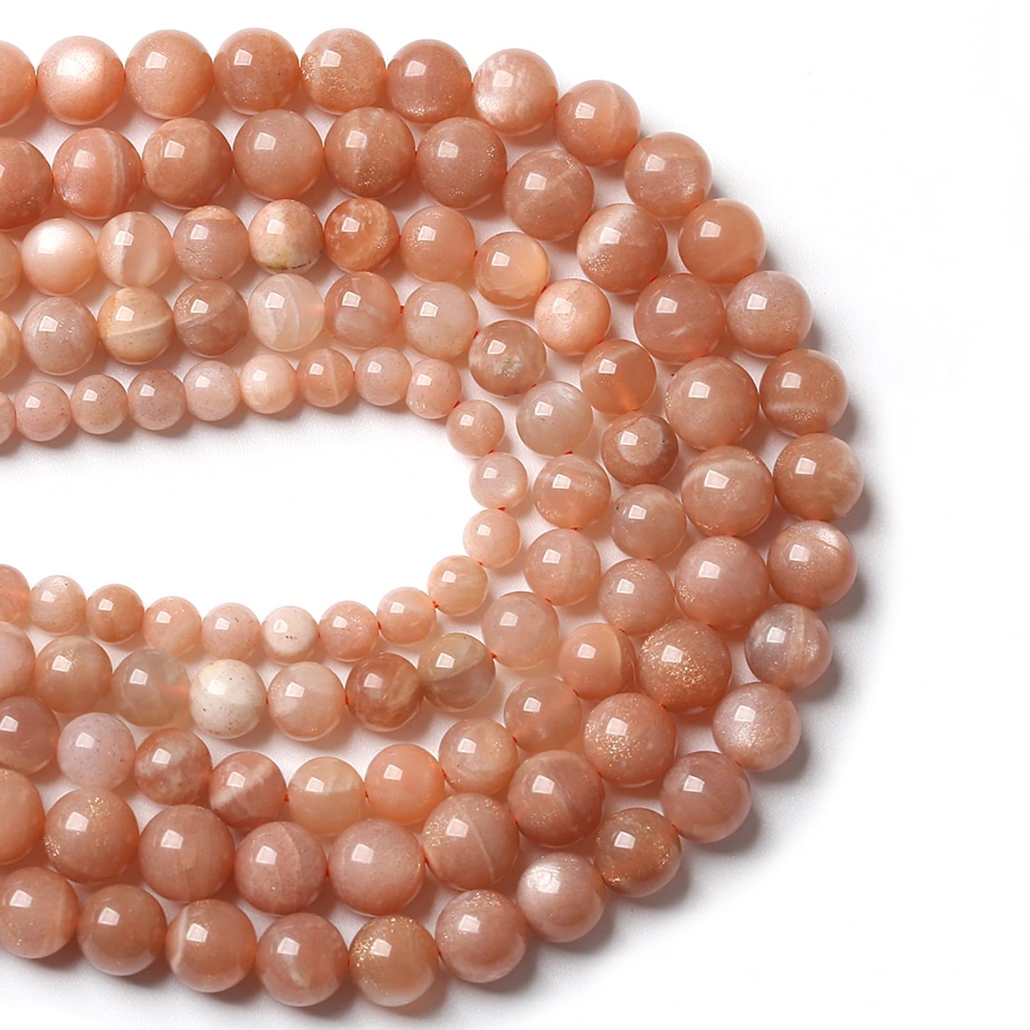 8MM 45PCS Natural Stone Sunstone Gemstone Loose Beads for Jewelry Making DIY Bracelet Crystal Beads