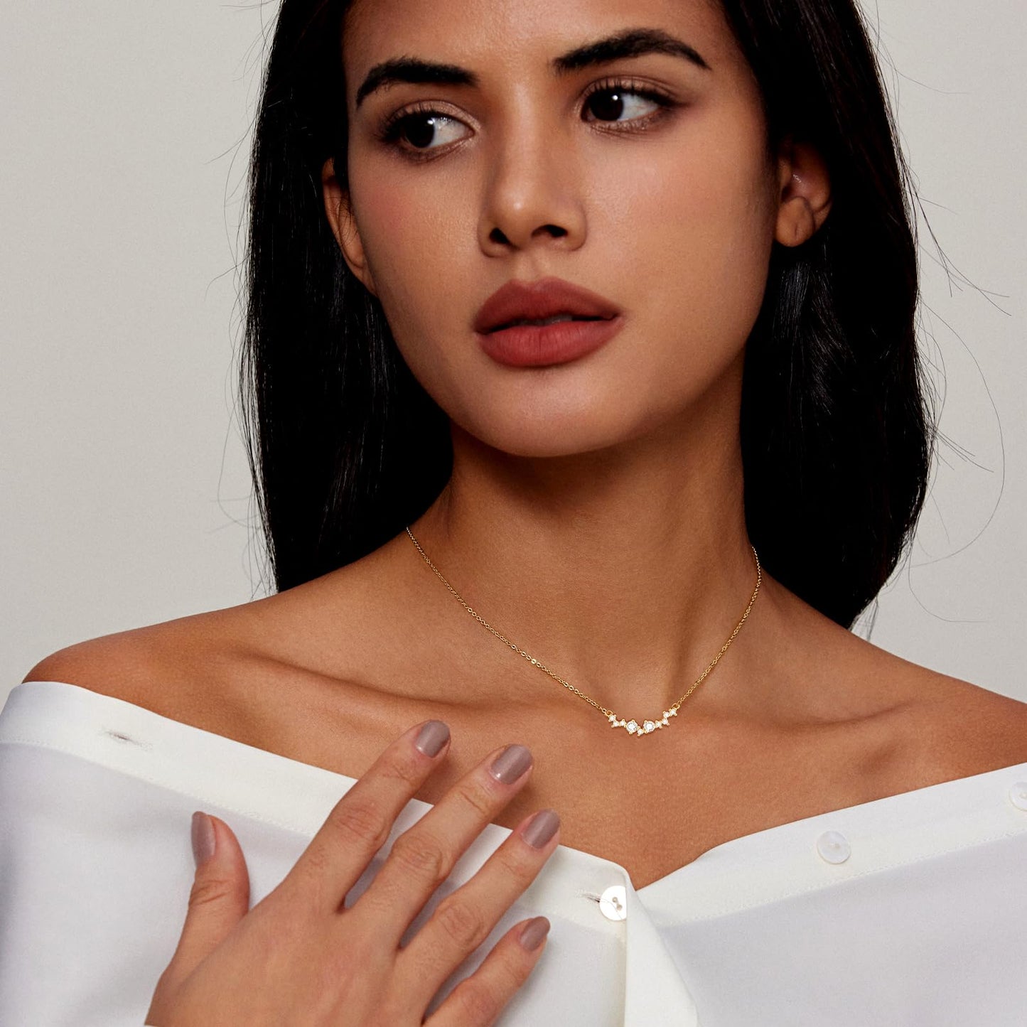 Zeffy CZ Diamond Necklace for Women Dainty Small Cute Square Cubic Zirconia Splints Solitaire Pendant Necklace for women Jewelry for Women Gifts