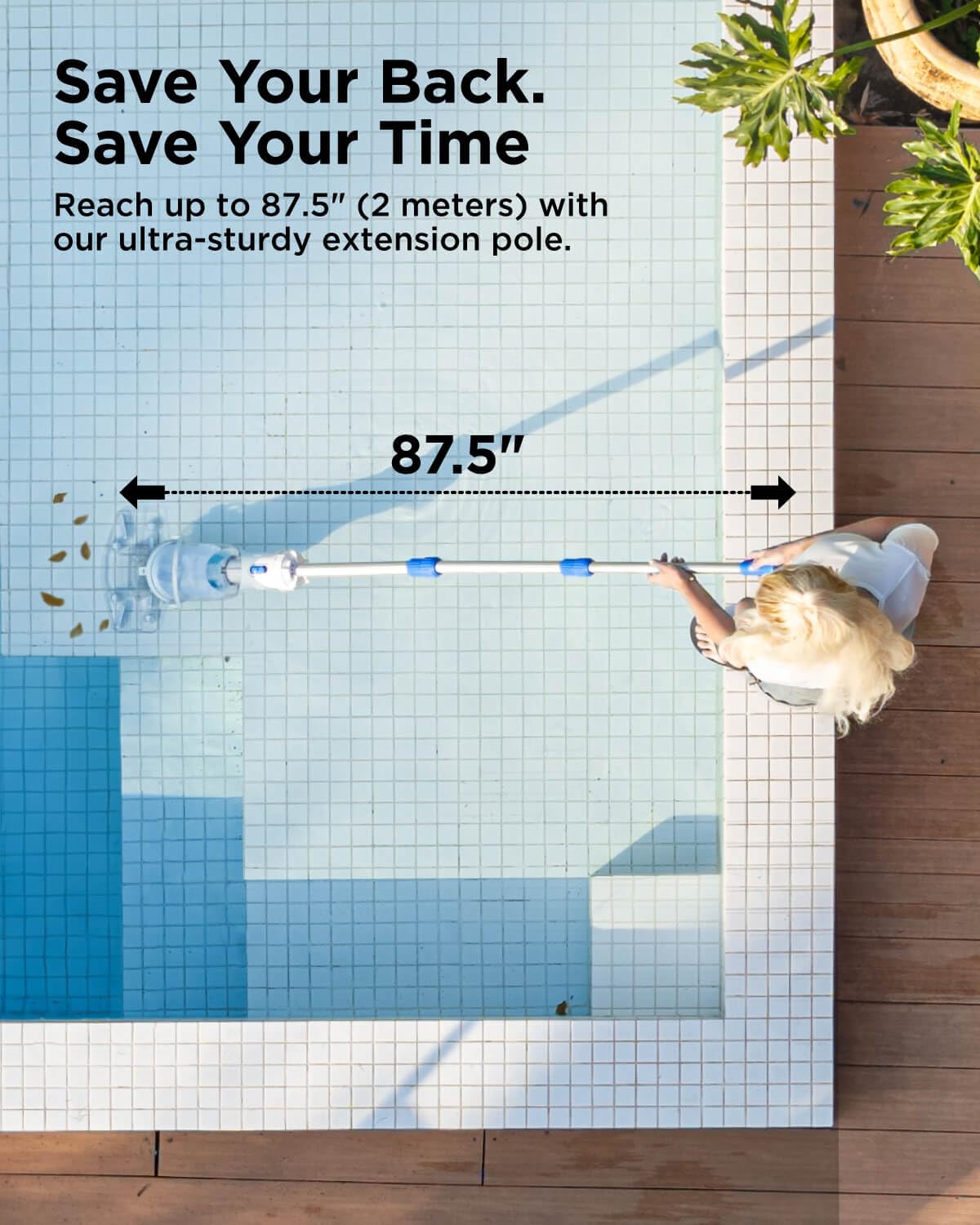 InoKraft Pool Vacuum for Above Ground Pool, Cordless Pool Vacuum for Inground Pools, Rechargeable Pool Cleaner with 18.5 GPM Suction, Above Ground Pool Vacuum with 59” Extendable Pole, Gray