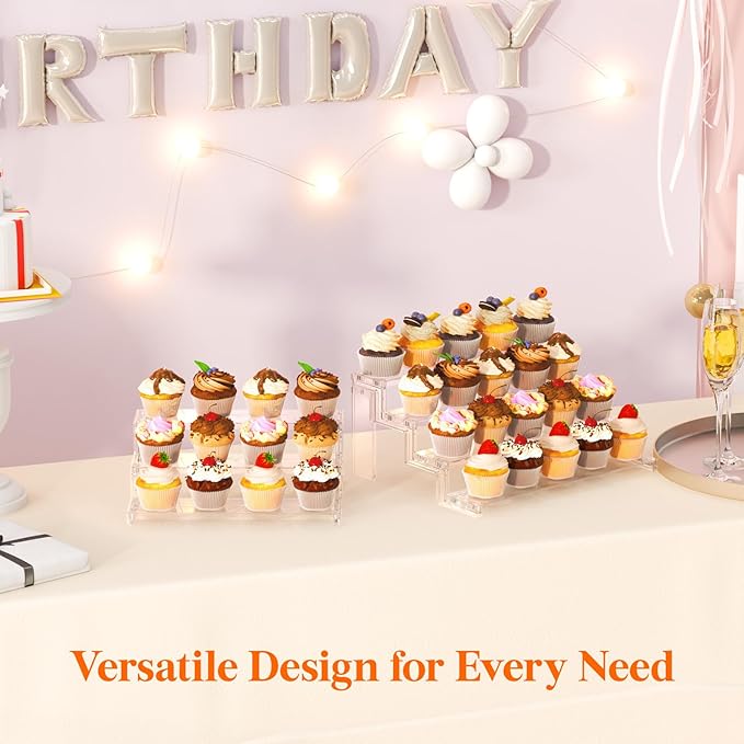Lifewit Cupcake Stand, Perfume Cologne Organizer, Tool-Free Assembly, Display Riser, Spice Rack, Figurine Holder, Makeup Storage, Room Decor, Party Decorations, Clear, 12″ 4 Tier, 1 Pcs