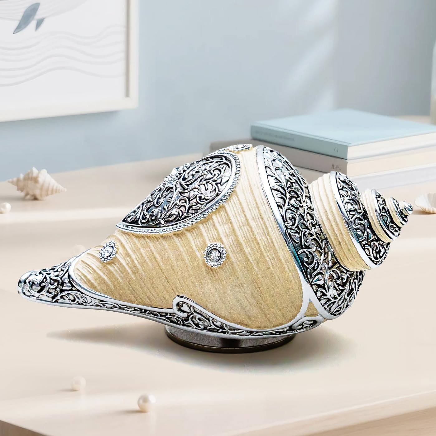 JARLL Luxury Conch Music Box Gift for Women Daughter Friends Sister Girlfriend Wife, Wind Up Music Box Play Memory, Ocean Gift for Wedding Anniversary Christmas Birthday