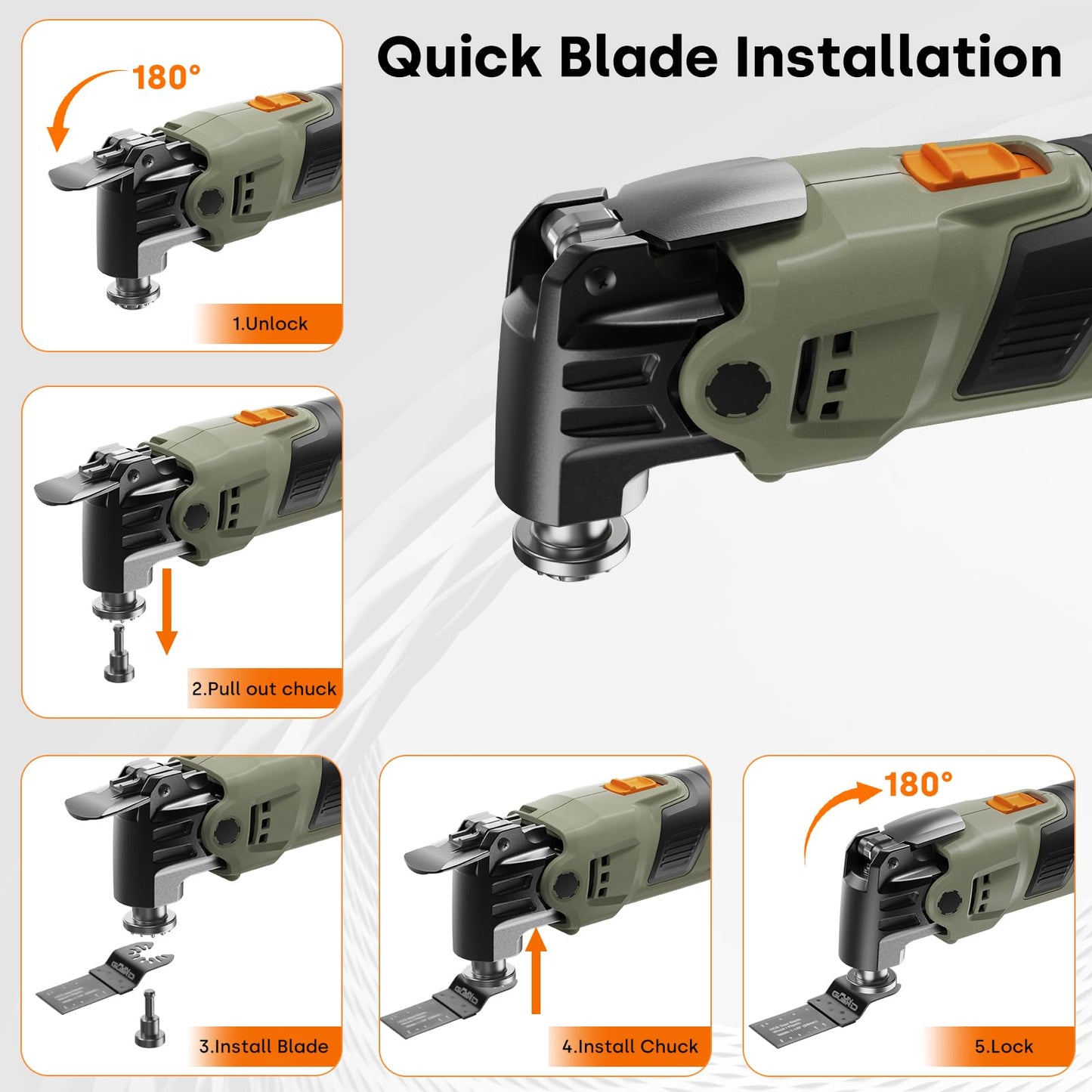Funguard 400W Oscillating Tool Kit, 6-Speed Corded Oscillating Multi-Tool with Quick Release, 4.5° Angle, Blades, Sanding Pad, Sandpapers, Scraper and Storage Bag