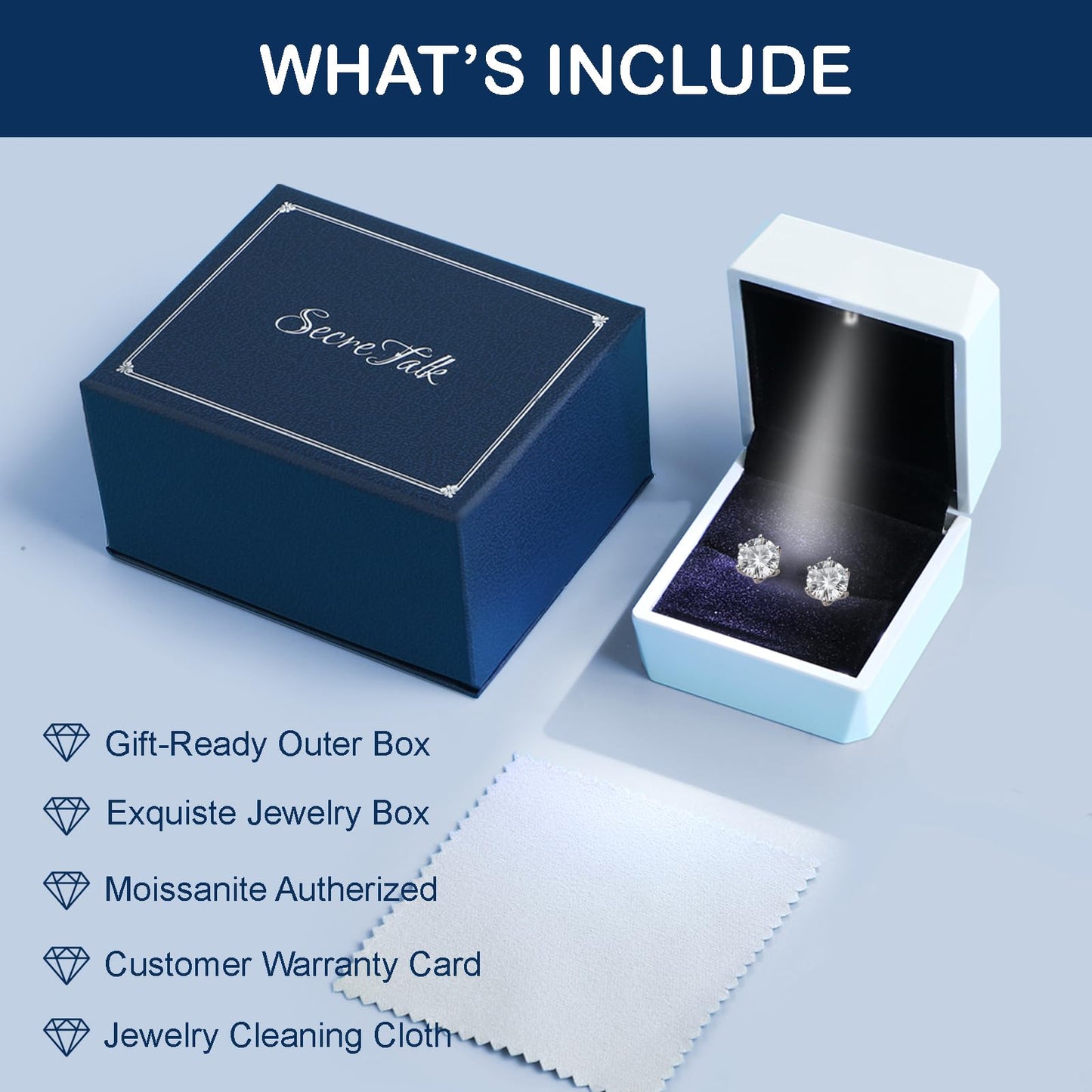 Moissanite Stud Earrings for Women Men, 1-6CT 6-Prong D Color Ideal 925 Sterling Silver Earrings with Certificate of Authenticity (3CT)