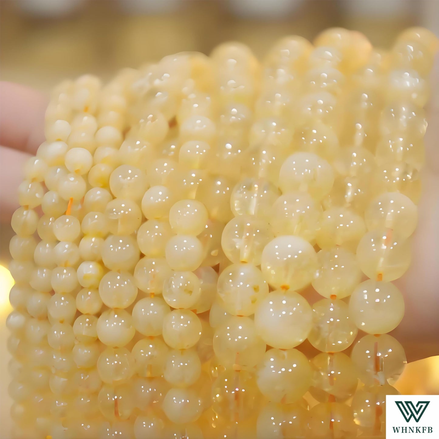 WHNKFB 6mm 100PCS Natural Citrine Round Beads, Smooth Polished Loose Yellow Crystal Beads for Jewelry Making Craft - 4mm 6mm 8mm 10mm Options with Free Elastic Cord