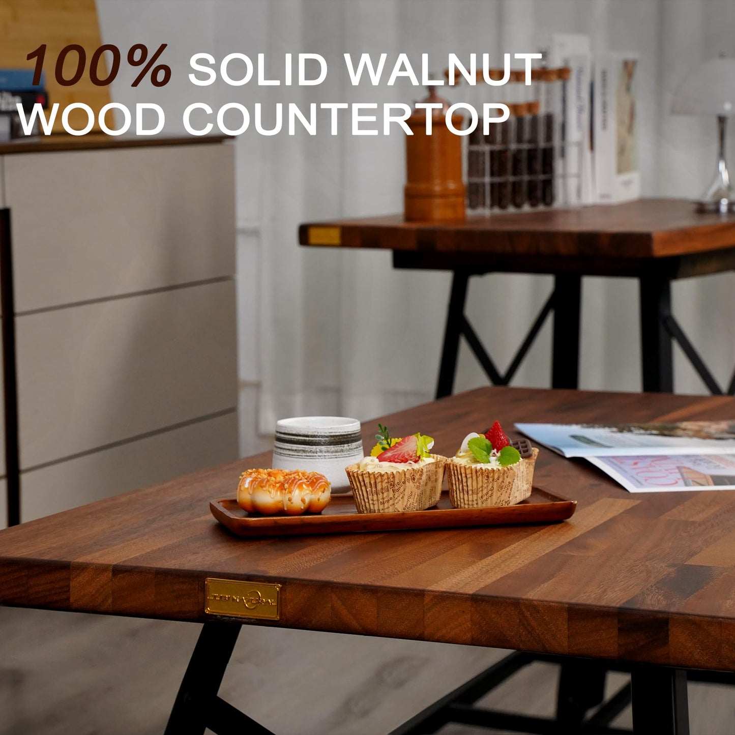 30"x25" Butcher Block Countertop, DIY Solid Walnut Wood Countertop, 1.5'' Thick Waterproof Table Top, Used as Cutting Board, Office Desk Tops, Dining Room Tables, Laundry and Kitchen Countertop