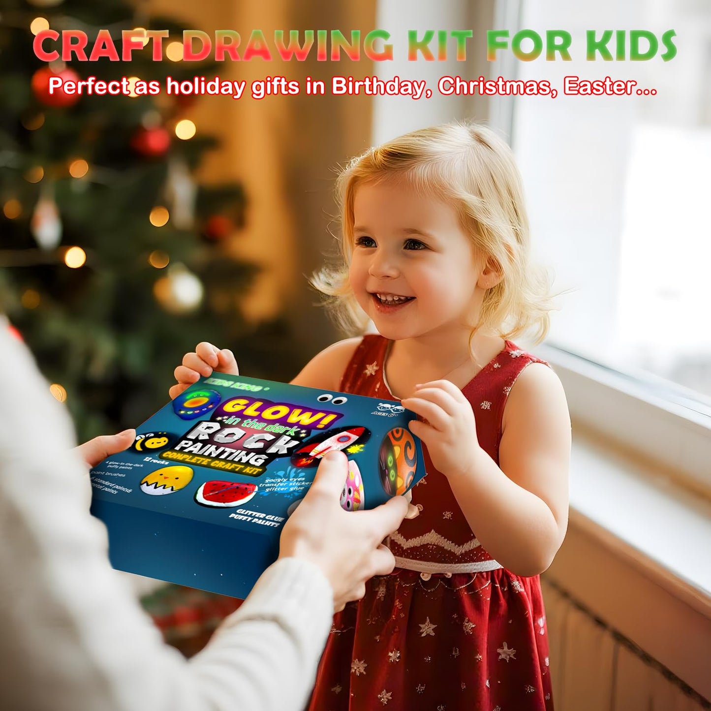 KIDS KING Glow in Dark Rock Painting Kit for Kids Ages 6-12, Art Craft for Party Drawing Activity, Creative Art Party Favors, Arts & Crafts Kit for Boys Girls Birthday Party Gift Toy