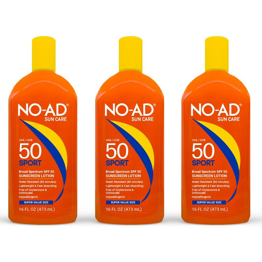 NO-AD Sport Sunscreen Lotion SPF 50 -- 16 fl oz (Pack of 3)
