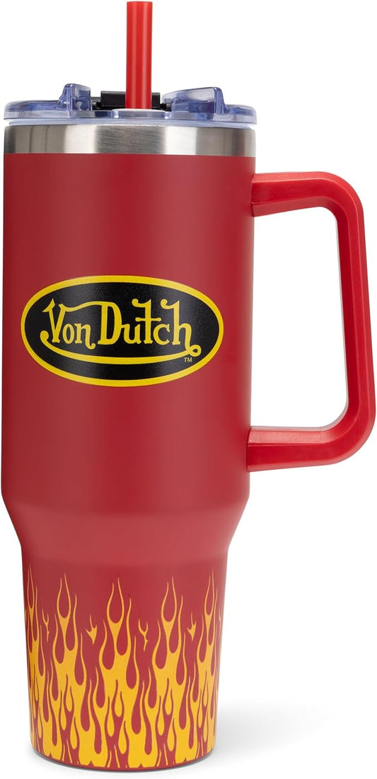 Von Dutch Red City of Angels 40oz Double Walled Insulated Food Grade Stainless Steel Tumbler, BPA Free - 24 Hours Cold / 10 Hours Hot