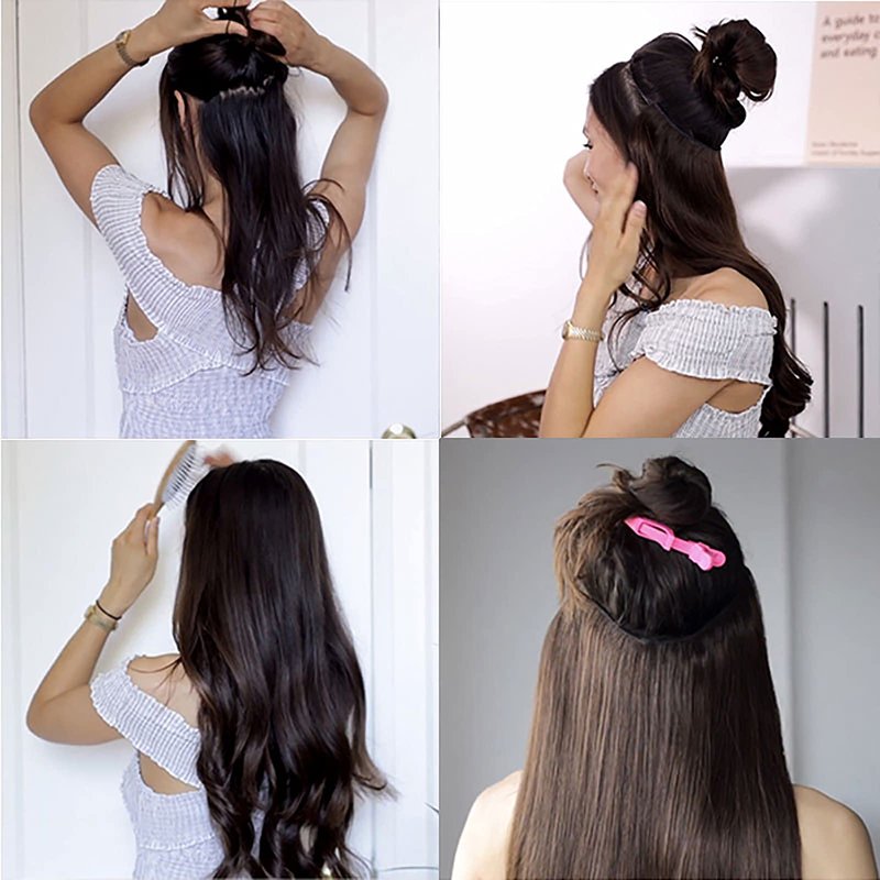 Tinashe Wire Hair Extensions Real Human Hair Medium Brown Straight Hair Extensions 12inch 70g Invisible Wire Fish Line Straight Human Hair Extension (12 inch, #4)