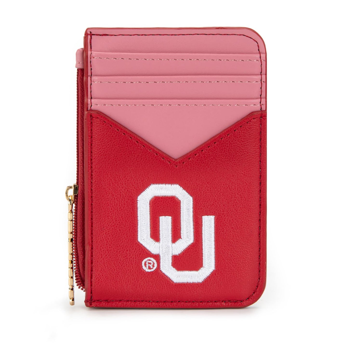 Montana West Oklahoma Sooners Slim Wallet, Card Holder with RFID Blocking, OU Team Slim Wallets for Gift, Game Day & Concert Essential, Zipper Closure, Red, NC-OU021BDY