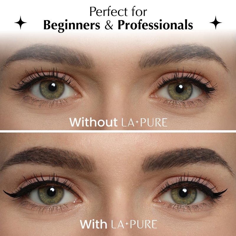 LA PURE Waterproof Liquid Eyeliner Stamp Winged Eyeliner Tool 2x Cat Eye - Winged & Fine Tipped Pen Eyeliner Stencil Smudge Proof Black Eye Liner Tiktok Trend Items Wing Stamp - Black 10mm