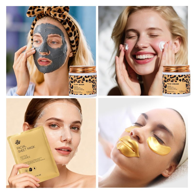 Gifts for Women, 32 Pcs Leopard Facial Skin Care Gift Set for Women, Home Spa & Self-Care Gift Kit, Bath and Body Gifts Basket Set, Face Sheet Mask, Wife, Birthday, Christmas, Valentines, Anniversary