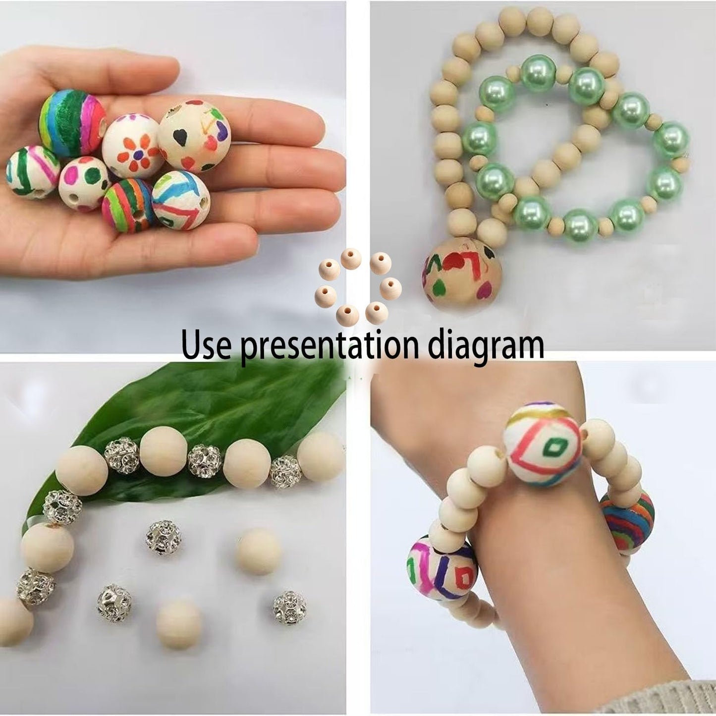 Wood Beads Round Wooden Spacer Beads Unfinished Natural Wood Loose Beads Used 300 Pcs 10/16/18/20/25MM.for Crafts Making Decorations and DIY Crafts, skrnrhrery
