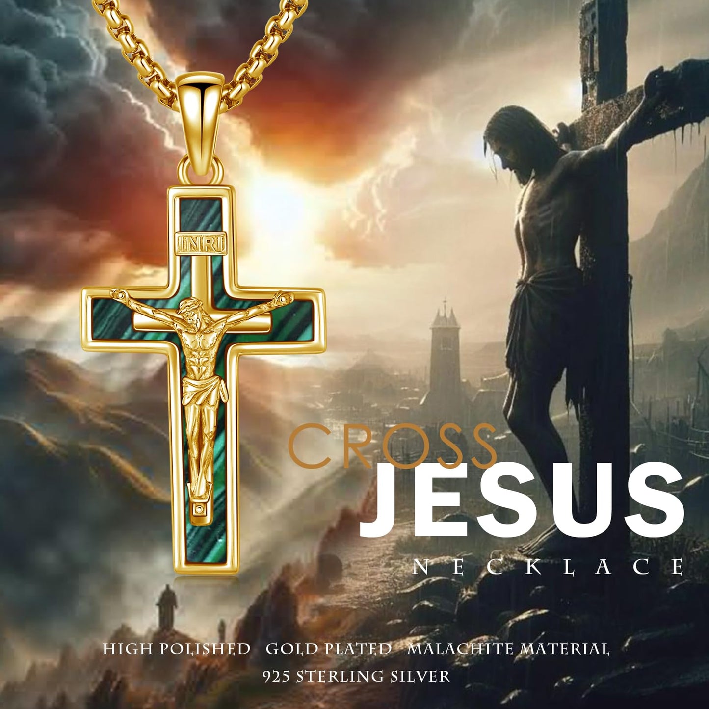 YEESIA Cross Necklace for Women Men 925 Sterling Silver Gold Jesus Crucifix Pendant Necklace with Catholic Cross Jewelry Gift for Women Men