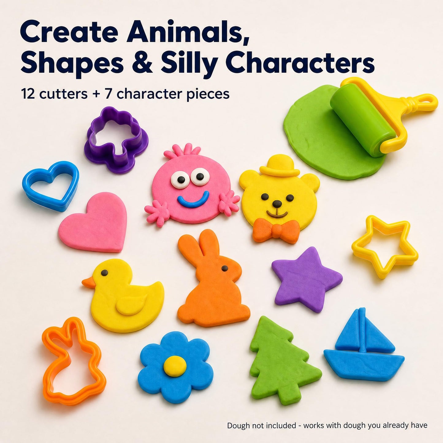 Dough Tools Set for Kids Ages 2-4, 25pc Creative Play Accessories with Molds and Cutters, Non-Toxic Modeling Clay Toys for Toddlers Sensory Activities