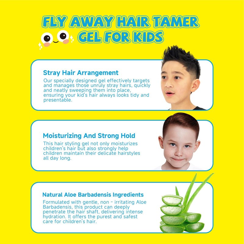 gowwim Kids Hair Gel, Natural Plant Extracts Hair Gel for Kids Alcohol-Free & Gentle Styling Cream Long-Lasting Hold Tames Flyaways and Frizz for Boys Girls Baby Toddlers 125ml (4.2 Fl OZ)