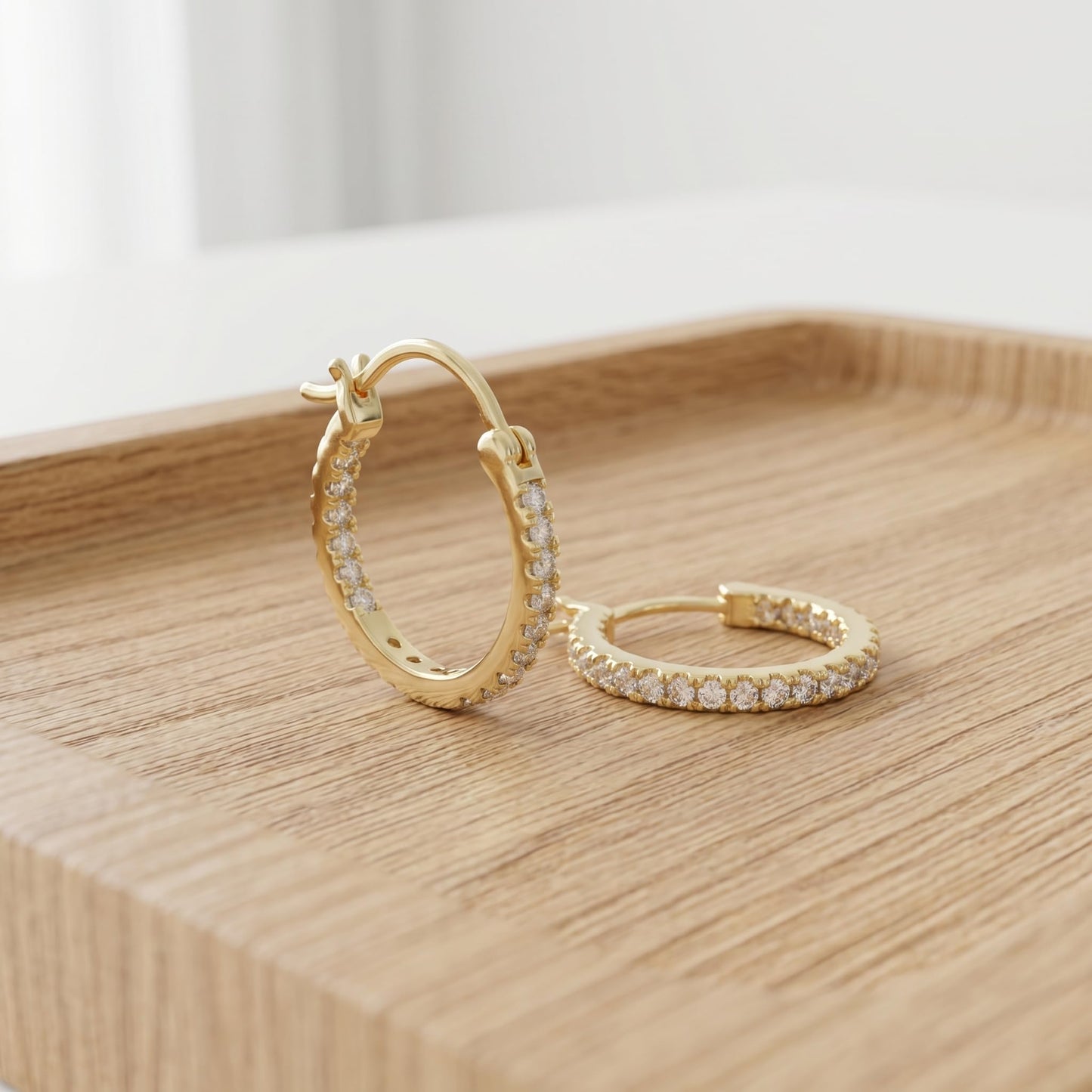 WORFRIL 14K Gold Hoop Earrings for Women Cubic Zirconia Pave Round Hoops Sparkling Lightweight Huggie Style Elegant Jewelry 20mm