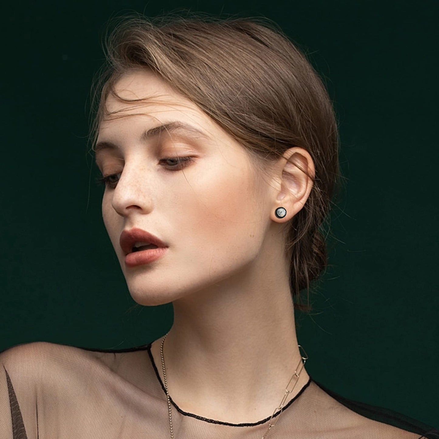 FIBO STEEL 16 Pairs Fake Gauge Earrings for Men Women Stainless Steel Stud Earrings Cheater Fake Ear Plugs Faux Gauges Earrings Ear Tunnel