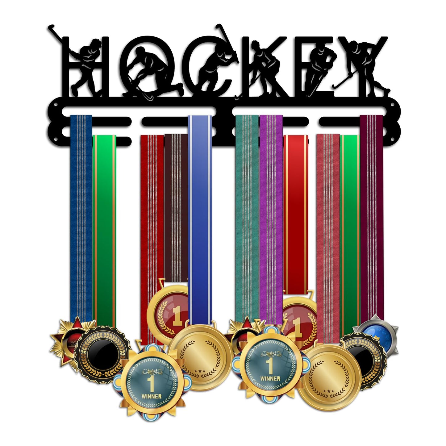 PH PandaHall Medal Display Hanger Holder Hockey Medal Holder 15.7" Awards Ribbon Hanger Medal Display Wall Rack Sports Medal Hanger Display for Men Women Sports Athletes Awards Cheer