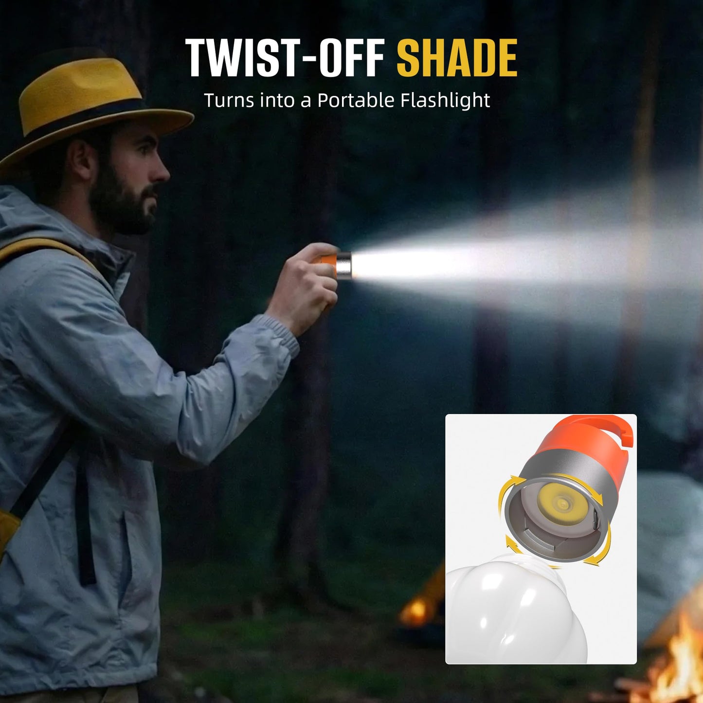 3-Pack Rechargeable LED Camping Lanterns, Mini Tent Light with 10 Modes & Hanging Clip, IPX5 Waterproof Small Outdoor Ambient Lighting for Hiking, Emergency, Fishing (Mixed Colors