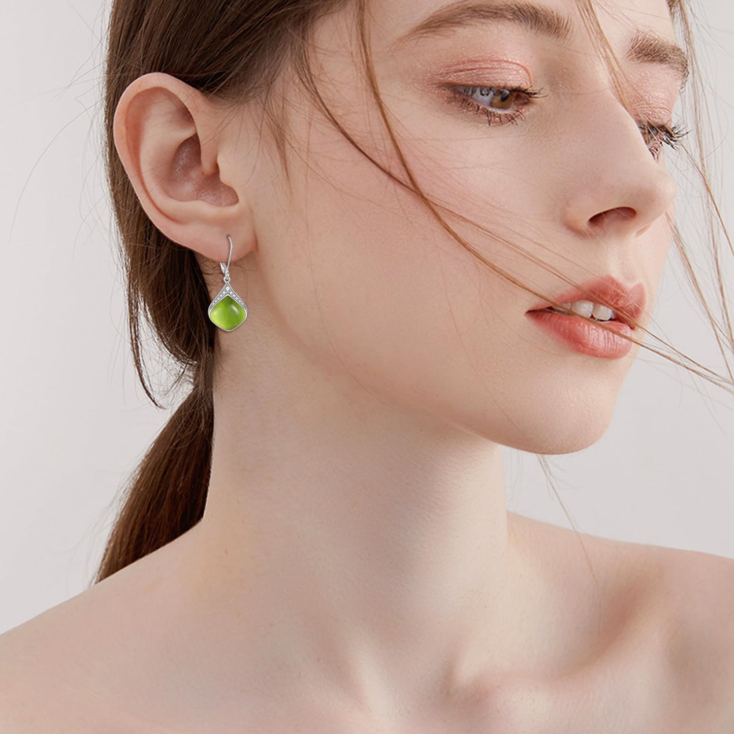Peridot Teardrop Earrings for Women Sterling Silver Cubic Zirconia Teardrop Drop cubic Zirconia Dangle Earrings Jewelry Christmas Gifts for Women