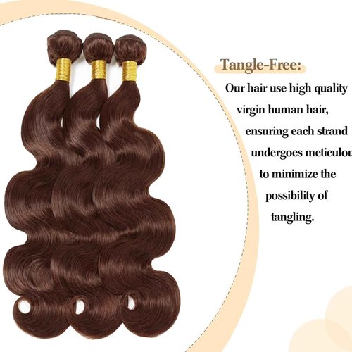 Fabimiya 22 24 26 Inch Human Hair Bundles Chocolate Brown 4# Body Wave Bundles Human Hair 100% Unprocessed Soft Sewn In Hair with Double Weft for Black Women
