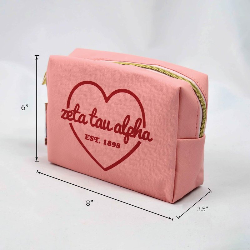 Sorority Shop Kappa Delta Makeup Bag - Multi-Purpose PU Leather, Water-Resistant Makeup travel bag with Licensed Design and Zipper Closure, Perfect Kappa Delta Sorority Gifts for Women