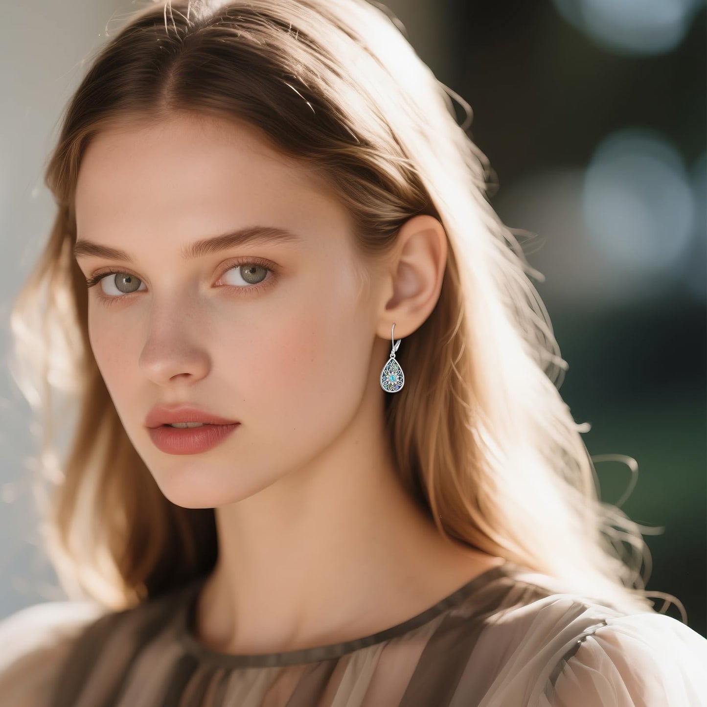 YONFQE Filigree Dangling Earrings Sterling Silver Teardrop Abalone Shell Drop Dangle Earring Filigree Leverback Gifts for Women