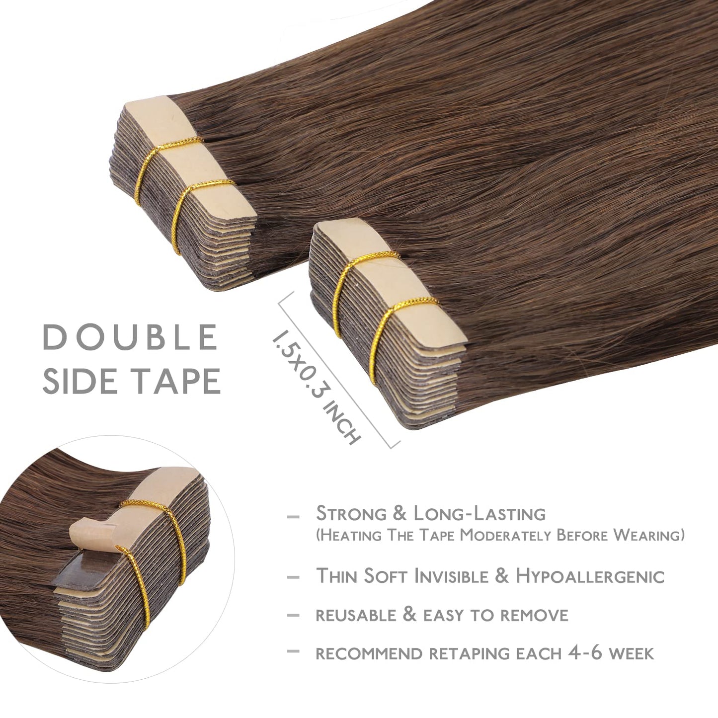 WENNALIFE Tape in Hair 4