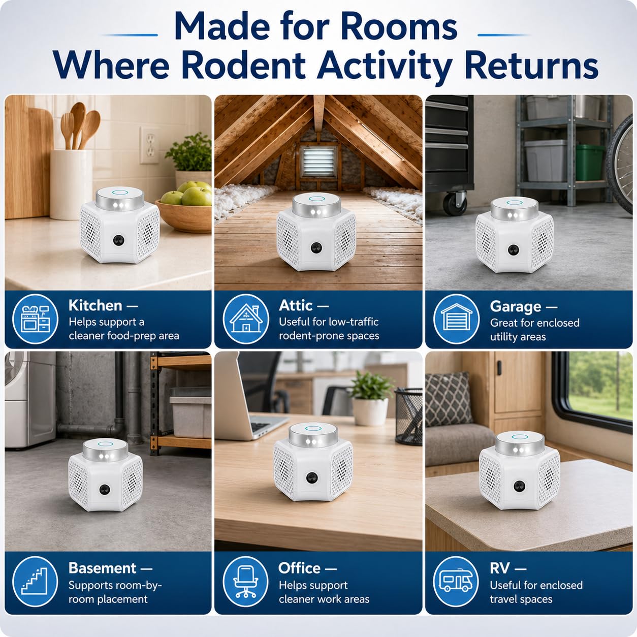 Ultrasonic Mouse Repellent Plug in Indoor, No-Touch Rodent Repellent for Home, 3 Modes with LED Strobe Light, Electronic Pest Control for House, Attic, Garage, Basement, Office and RV